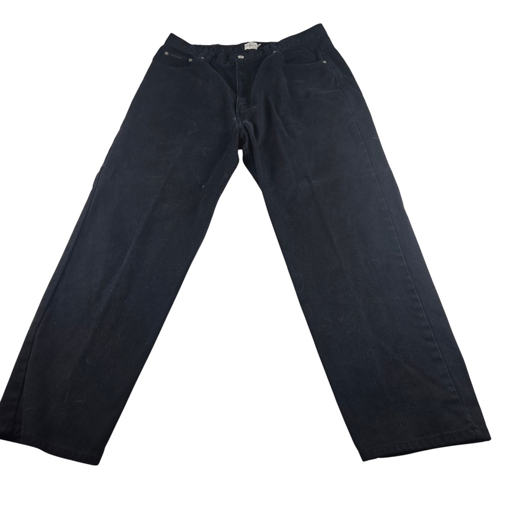 Calvin Klein Jeans Easy Fit Mens 38x30 Black Straight Leg Cotton Denim 90s Y2K